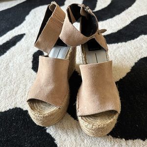 8.5 Marc Fisher LTD ML Adalyne rope espadrilles wedge, tan sandal heels